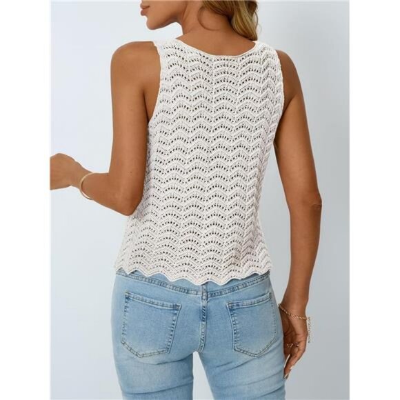 Crochet Tops for Women Summer Vacation Outfits Beach Coverup Going Out Tie Front - Picture 4 of 6